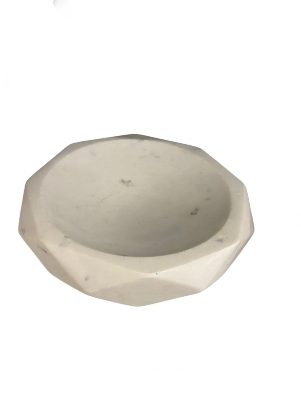 Minimalist White Italian Marble Geometric Decorative shallow Bowl